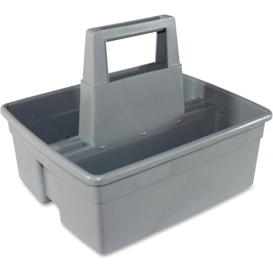 Picture of Impact Maids Basket - 2 Compartment(s) - 10.1in Height x 11.1in Width12.9in Length - Handle, Heavy Duty - Gray - Plastic - 1 Each