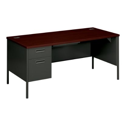 Picture of HON Metro Classic 66inW Left-Pedestal Computer Desk, Mahogany, Charcoal