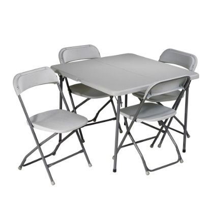 Picture of Work Smart 5-Piece Folding Table & Chair Set, Gray