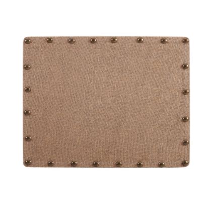 Picture of Linon Burke Burlap Nailhead Home Office Corkboard, 22in x 28in, Brown/Antique Bronze