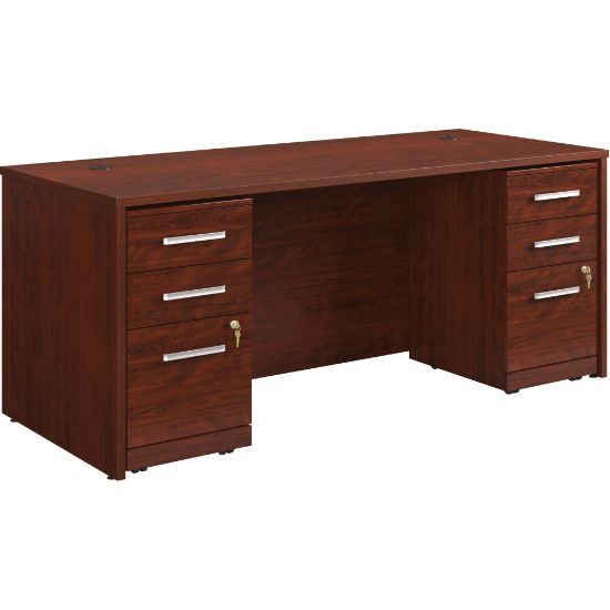 Picture of Sauder Affirm Collection Executive Desk With Two 3-Drawer Mobile Pedestal Files, 72inW x 30inD, Classic Cherry