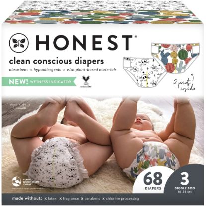 Picture of The Honest Company Clean Conscious Diapers, Size 3, Cactus, 68 Diapers Per Box