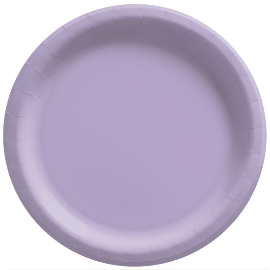 Picture of Amscan Round Paper Plates, Lavender, 10in, 50 Plates Per Pack, Case Of 2 Packs