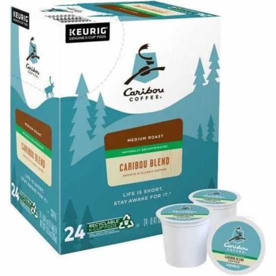 Picture of Caribou Coffee Single-Serve Coffee K-Cup Pods, Decaffeinated, Caribou Blend, Carton Of 24