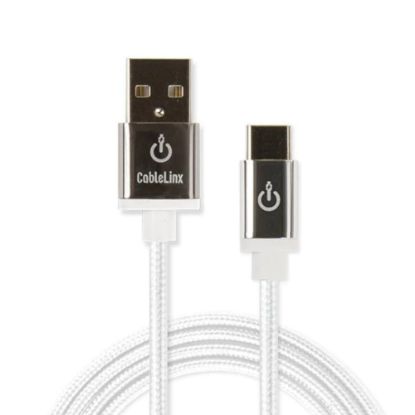 Picture of Limitless Innovations Cablelinx Elite USB Type-C To USB Type-A Braided Cable, 6ft, White, USBC-A72-002-GC