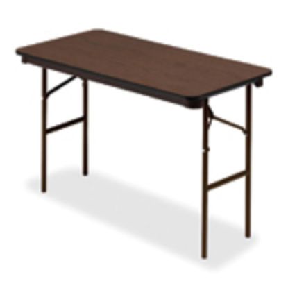 Picture of Iceberg Economy Rectangle Folding Table, Walnut/Charcoal Gray