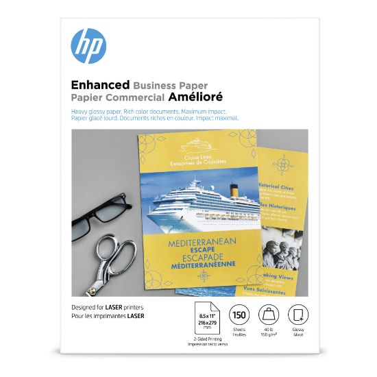 Picture of HP Enhanced Business Paper for Laser Printers, Glossy, Letter Size (8 1/2in x 11in), Heavy 40 Lb, Pack Of 150 Sheets (Q6611A)