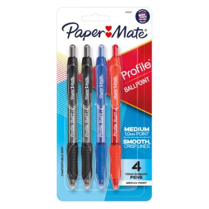 Picture of Paper Mate Ballpoint Pen, Profile Retractable Pen, Medium Point (1.0mm), Assorted, 4 Count