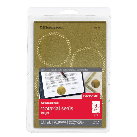 Picture of Office Depot Brand Permanent Self-Adhesive Notarial Seals, 2in Diameter, Pack Of 44