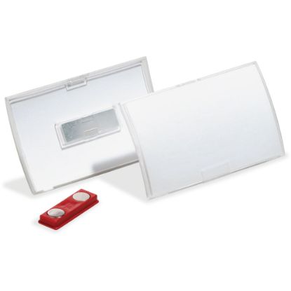 Picture of DURABLE CLICK FOLD Convex Magnetic Name Badge Holder - 2-1/8in x 3-5/8in - Plastic - Transparent - 10 / Box