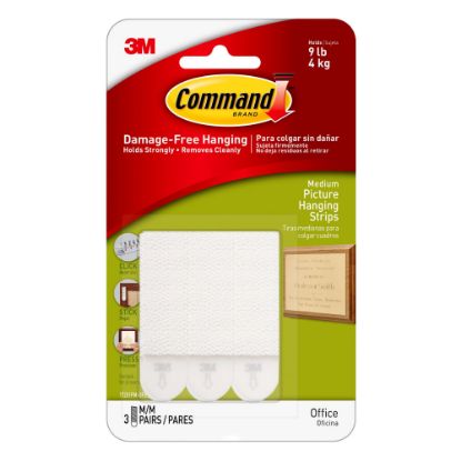 Picture of Command Damage-Free Picture Hanging Strips, Medium, White, Pack Of 3