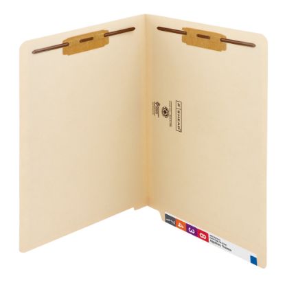 Picture of Smead End-Tab Folders With 2 Fasteners, Straight Cut, Letter Size, Manila, Box Of 50