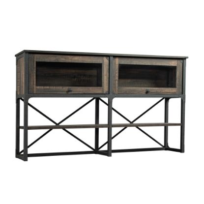 Picture of Sauder Steel River 67inW Large Hutch For L-Desk Or Large Credenza, Carbon Oak