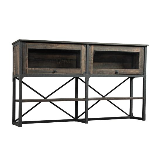 Picture of Sauder Steel River 67inW Large Hutch For L-Desk Or Large Credenza, Carbon Oak