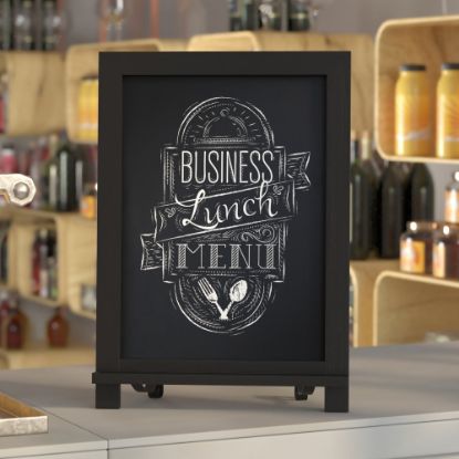 Picture of Flash Furniture Canterbury Tabletop Magnetic Chalkboard Sign With Scrolled Legs, Porcelain Steel, 17inH x 12inW x 1-7/8inD, Black Wood Frame