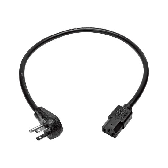 Picture of Eaton Tripp Lite Series Computer Power Cord, Right-Angle NEMA 5-15P to C13 - Heavy-Duty, 15A, 125V, 14 AWG, 2 ft. (0.61 m), Black - Power cable - NEMA 5-15P right-angled to power IEC 60320 C13 - 125 V - 15 A - 2 ft - black - North America