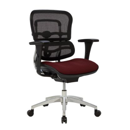 Picture of WorkPro 12000 Series Ergonomic Mesh/Premium Fabric Mid-Back Chair, Black/Burgundy, BIFMA Compliant