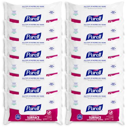 Picture of Purell Foodservice Surface Sanitizing Wipes, Fragrance Free, 7-7/16in x 9in, White, 72 Wipes Per Flowpack, Case Of 12 Packs