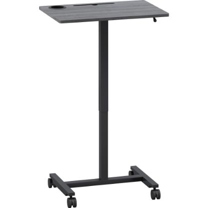 Picture of Lorell 20inW Height-Adjustable Mobile Computer Desk, Weathered Charcoal