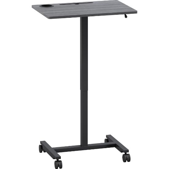 Picture of Lorell 20inW Height-Adjustable Mobile Computer Desk, Weathered Charcoal