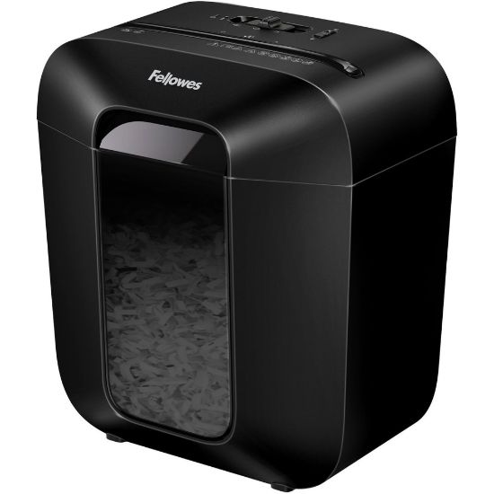 Picture of Fellowes LX25 Paper Shredder - Cross Cut - 6 Per Pass - for shredding Paper, Paper Clip, Staples, Credit Card - 0.156in x 1.250in Shred Size - P-4 - 7 ft/min - 9in Throat - 3 Minute Run Time - 30 Minute Cool Down Time - 3 gal Wastebin Capacity