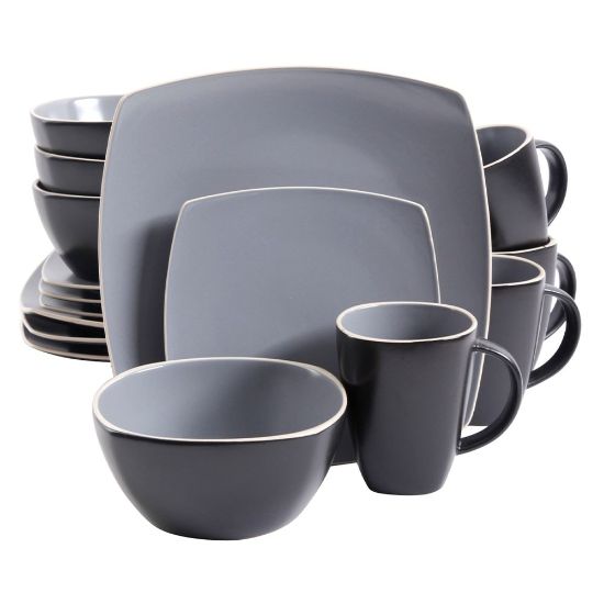 Picture of Gibson Soho Lounge 16-Piece Matte Dinnerware Set, Gray/Black