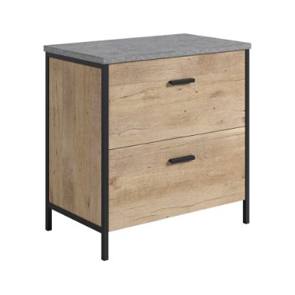 Picture of Sauder Market Commons 30inW x 18inD Lateral 2-Drawer File Cabinet, Prime Oak/Slate Gray