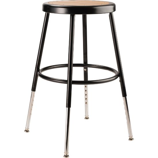 Picture of National Public Seating Adjustable Hardboard Stool, 19in - 26.5inH, Black