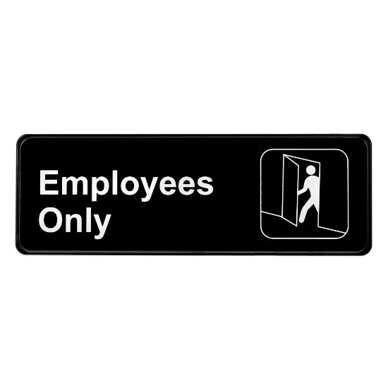 Picture of Alpine Employees Only Signs, 3in x 9in, Black/White, Pack Of 15 Signs