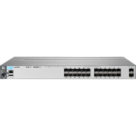 Picture of HPE 3800-24SFP-2SFP+ Switch - Manageable - Gigabit Ethernet, 10 Gigabit Ethernet - 1000Base-X, 10GBase-X - Refurbished - 3 Layer Supported - Modular - 24 SFP Slots - Optical Fiber - 1U High - Rack-mountable, Desktop