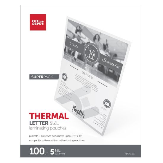 Picture of Office Depot Brand Laminating Pouches, Letter Size, 5 mil, 9in x 11-1/2in, Clear, Pack Of 100