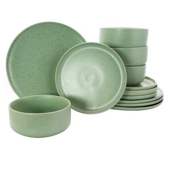 Picture of Gibson Home Stone Lava 12-Piece Dinnerware Set, Mint