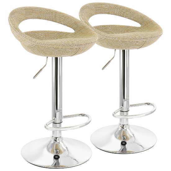 Picture of Elama Adjustable Rattan Bar Stools, Gray/Chrome, Set Of 2 Stools