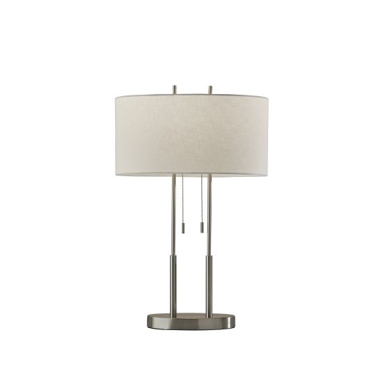 Picture of Adesso Duet Table Lamp, 27inH, Ivory Shade/Brushed Steel Base