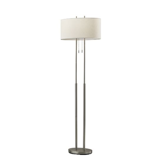 Picture of Adesso Duet Floor Lamp, 64inH, Ivory Shade/Brushed Steel Base