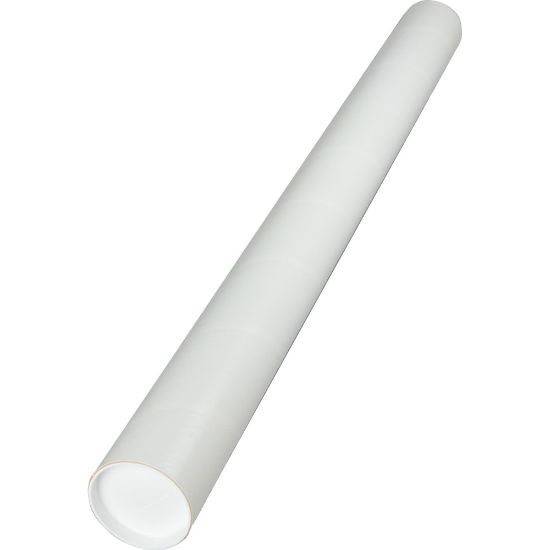 Picture of Quality Park White Kraft Fiberboard Mailing Tubes - 36in Length - 3in Diameter - Removable End Caps - Fiberboard, Kraft - 25 / Carton - White