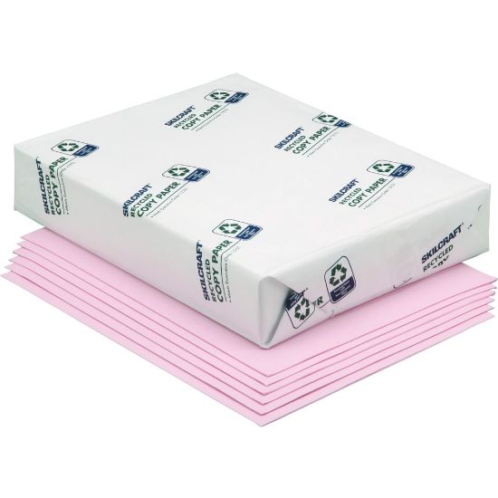 Picture of SKILCRAFT Color Xerographic Copy Paper, Pink, Letter (8.5in x 11in), 5000 Sheets Per Case, 20 Lb, 84 Brightness (AbilityOne 7530-01-150-0334), Case Of 10 Reams