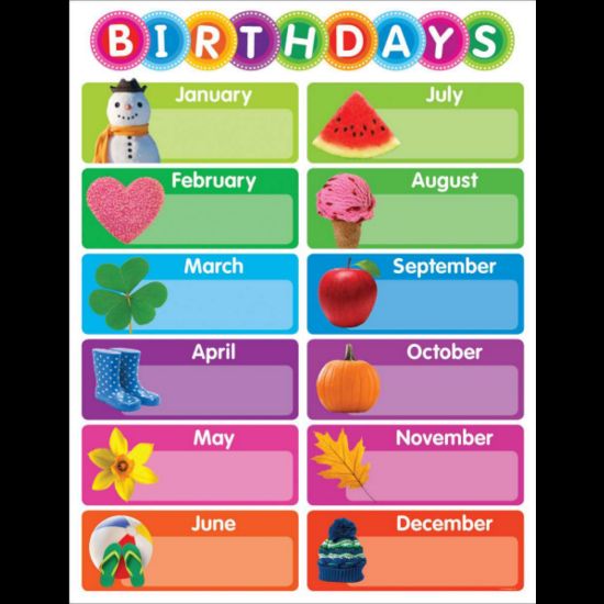 Picture of Color Your Classroom Chart, Birthday Chart, 17in x 22in, Multicolor, Grades Pre-K - 6