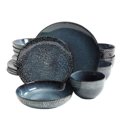 Picture of Gibson Elite Matisse 16-Piece Double Bowl Dinnerware Set, Cobalt