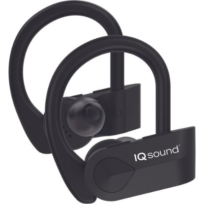 Picture of IQ Sound True Wireless SPORT Earbuds - Stereo - True Wireless - Bluetooth - 32.8 ft - 32 Ohm - 20 Hz - 20 kHz - Over-the-ear - Binaural - In-ear - Black