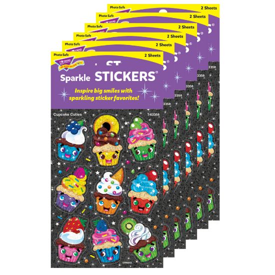 Picture of Trend Sparkle Stickers, Cupcake Cuties, 18 Stickers Per Pack, Set Of 6 Packs