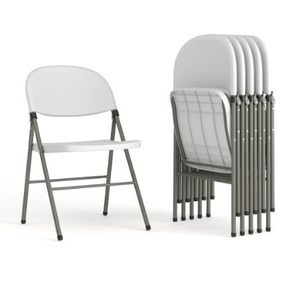 Picture of Flash Furniture Hercules Folding Chairs, Set Of 6 Folding Chairs, White/Gray