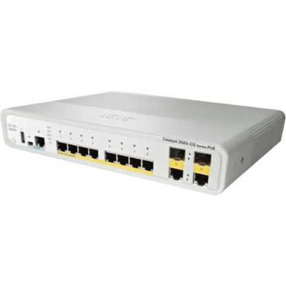 Picture of Cisco 3560C PD PSE Switch 8 GE PoE, 2 x 1G Copper Uplink, IP Base - 8 Ports - Manageable - Gigabit Ethernet - 10/100/1000Base-T - 2 Layer Supported - Twisted Pair - PoE Ports - Desktop, Wall Mountable - Lifetime Limited Warranty