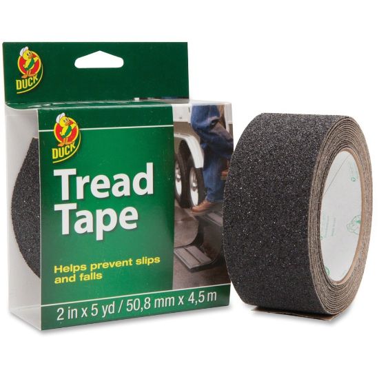 Picture of Duck Brand Tread Tape - 15 ft Length x 15 ft Width - Adhesive Backing - Slip Resistant - For Outdoor, Ladder, Step, Walkway - 1 Roll - Black