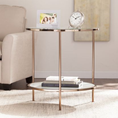 Picture of SEI Furniture Risa End Table, Round, Metallic Gold/White