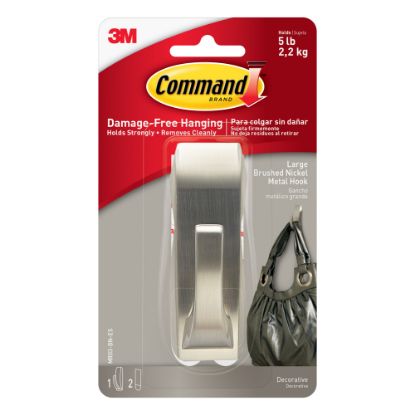 Picture of 3M Command Damage-Free Hook, Modern Reflections, Metal, Large, Brushed Nickel