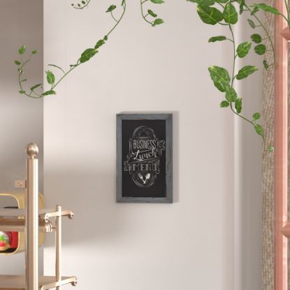 Picture of Flash Furniture Canterbury Magnetic Wall-Mount Chalkboard Sign With Eraser, Porcelain Steel, 17inH x 11inW x 3/4inD, Gray Wood Frame