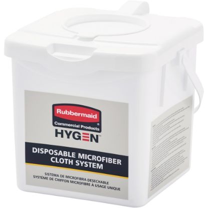 Picture of Rubbermaid Commercial HYGEN Disposable Microfiber Cloth Charging Tubs, 7-1/2in x 7-15/16in, White, Case Of 4 Tubs