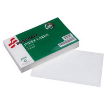 Picture of SKILCRAFT 30% Recycled Index Cards, 5in x 8in, Ruled, Pack Of 100 (AbilityOne 7530-00-243-9437)