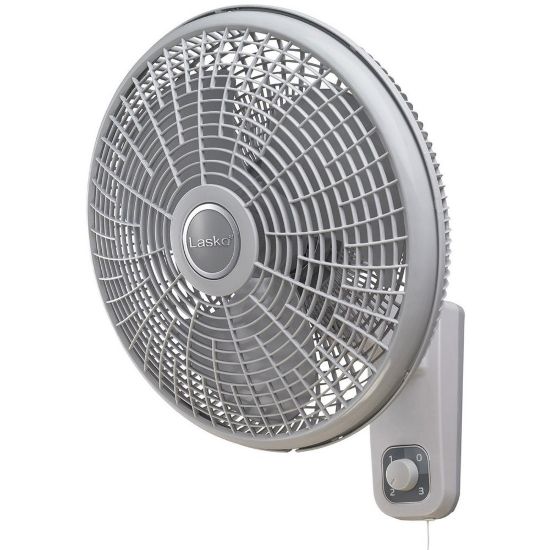 Picture of Lasko M16900 Wall Mount Fan - 16in Diameter - 3 Speed - Quiet, Oscillating, Adjustable Tilt Head, Durable - Gray